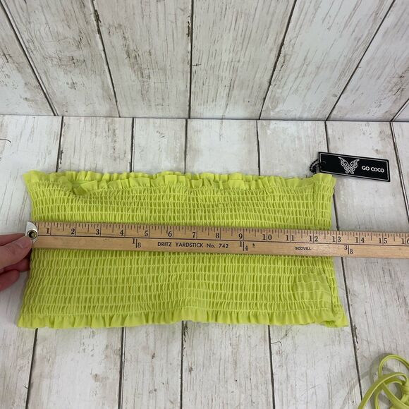 Go Coco Bandeau Top & Tie Side Bikini Bottom Set Sz L Celery Green NWT - Picture 5 of 9